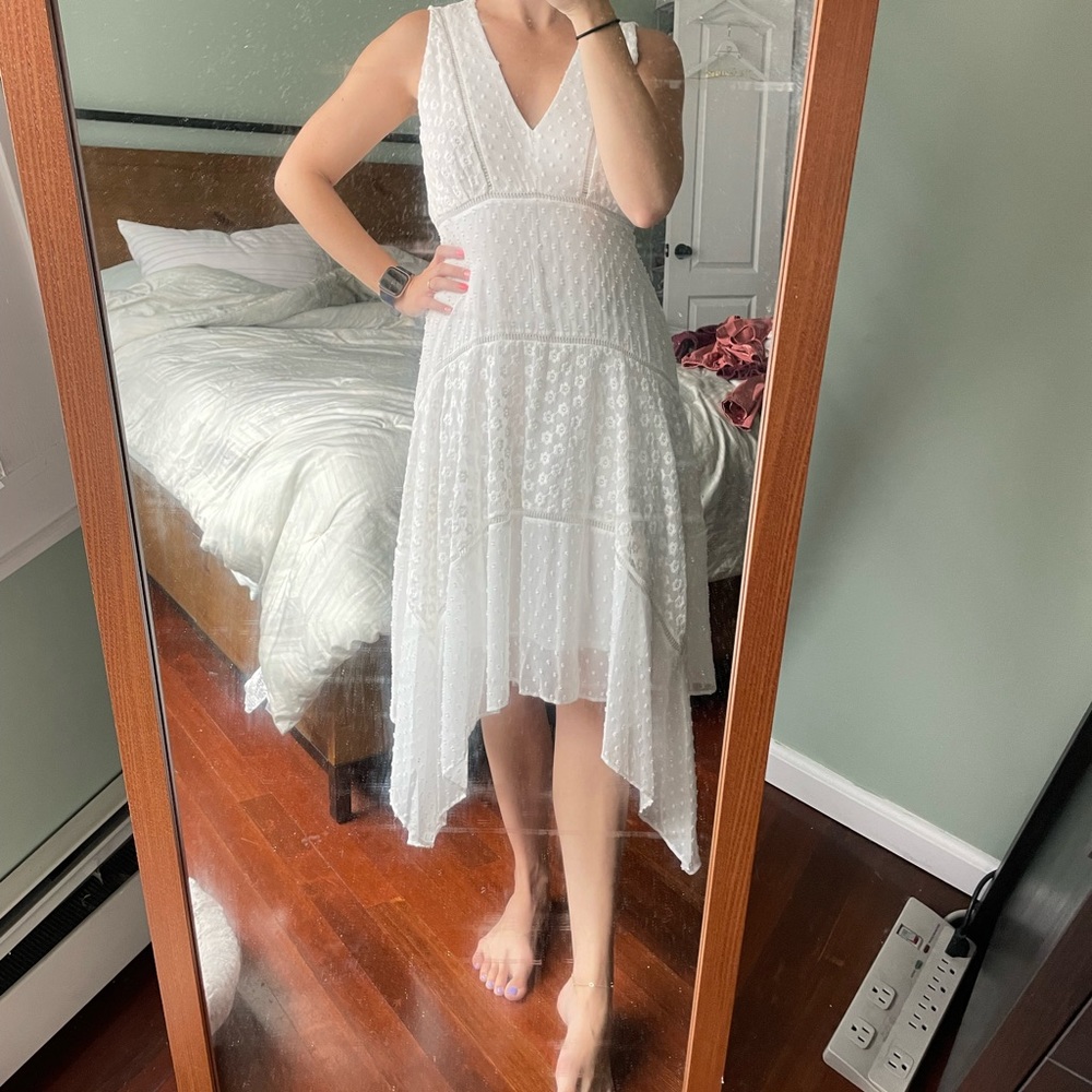 Boho Handkerchief Asymmetrical White Dress